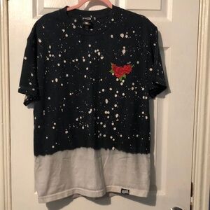 Brooklyn Cloth Black Splatter Tee with Red Rose